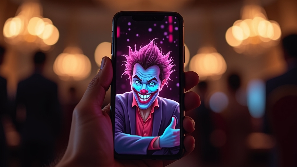 Demostración de Royal Joker en móvil con interfaz adaptada y fondo de casino