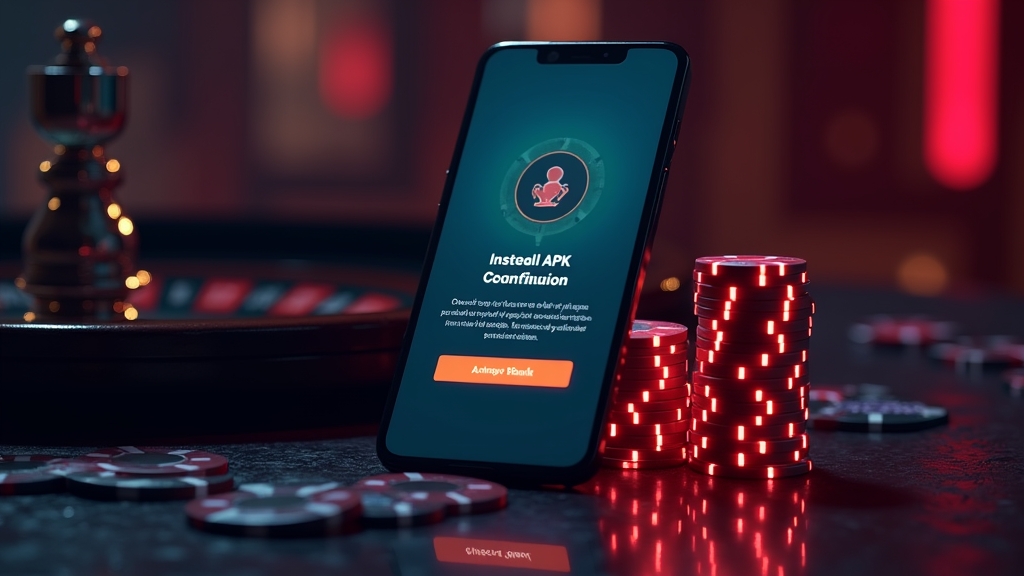 Móvil Android con instalación de APK y ambiente de casino